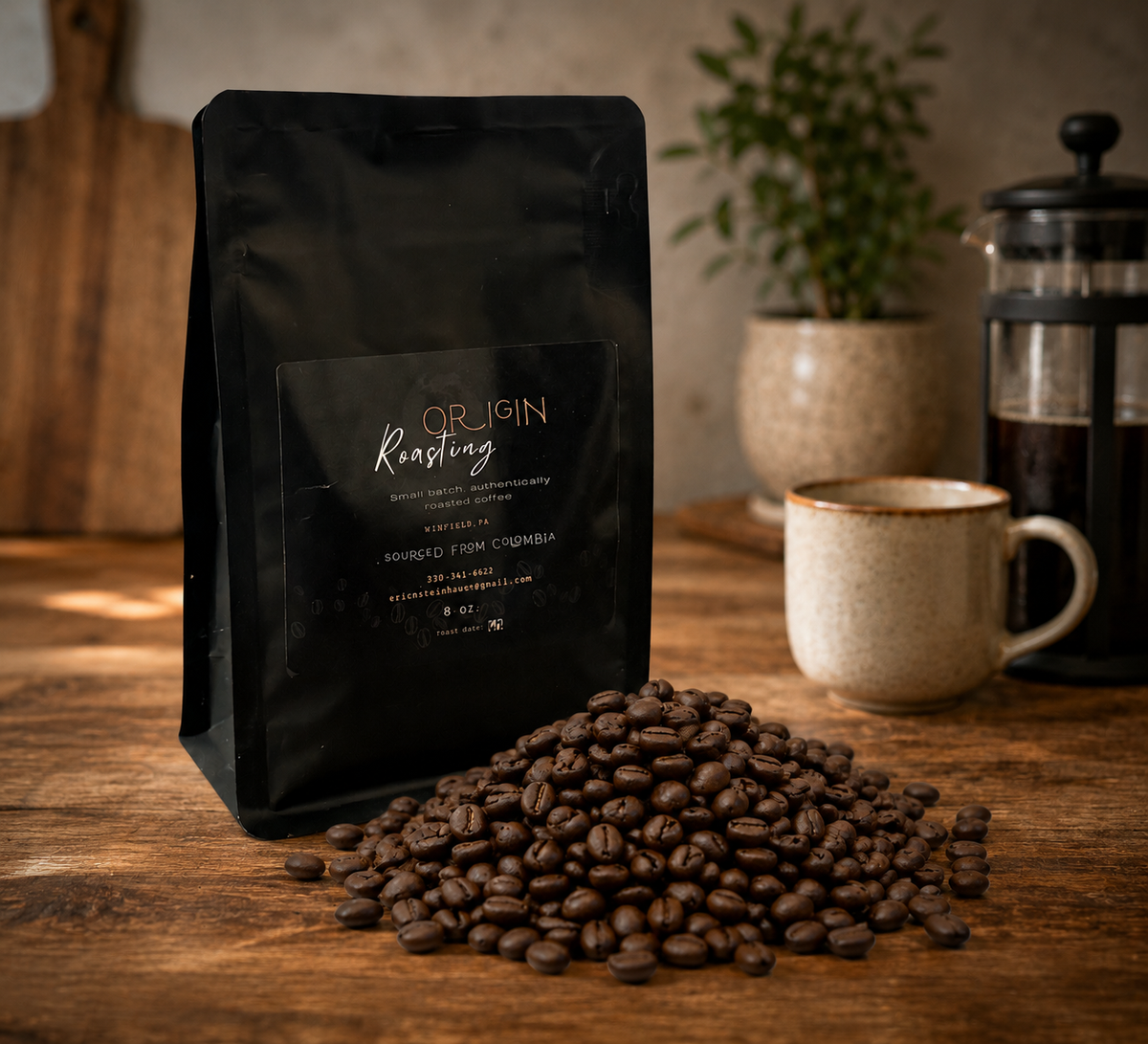 Bag of Coffee Beans 8oz Colombian Medium Roast