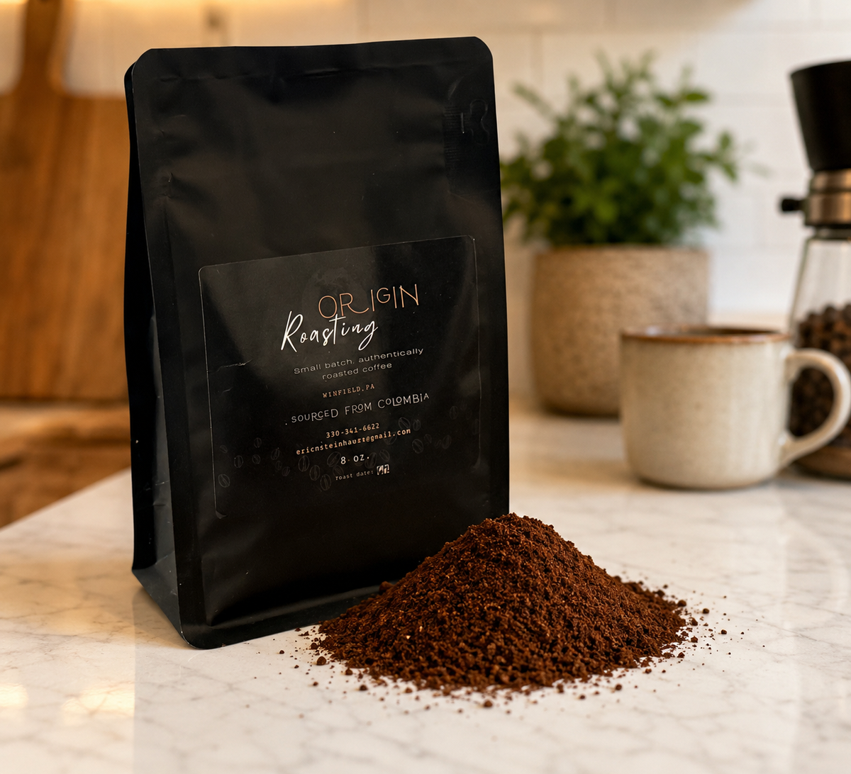 Coffee 8oz Bag Ground Columbian Coffee Medium Roast